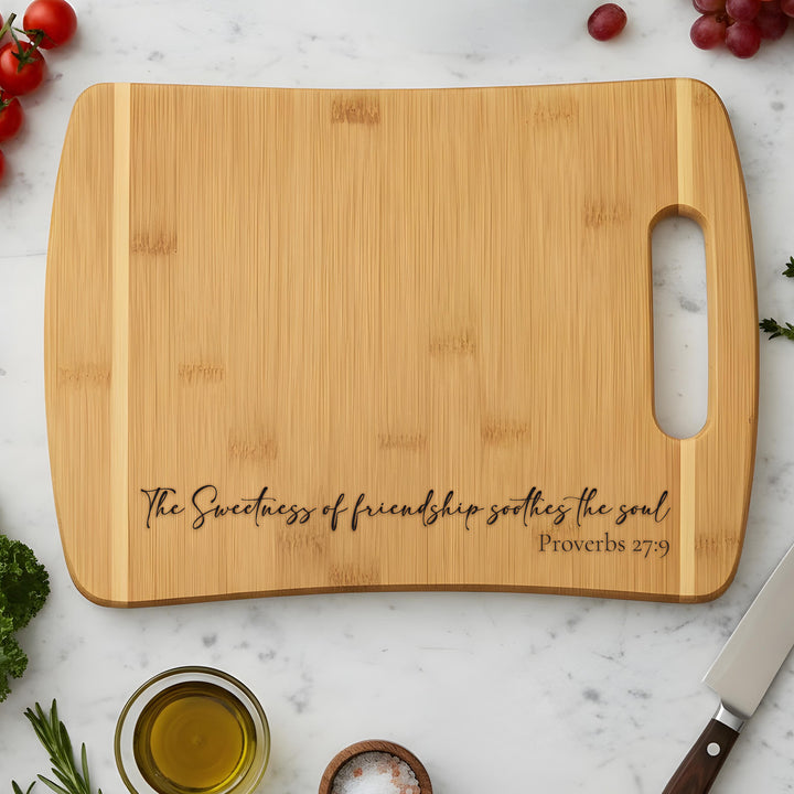 Proverbs Friendship Bamboo Cutting Board