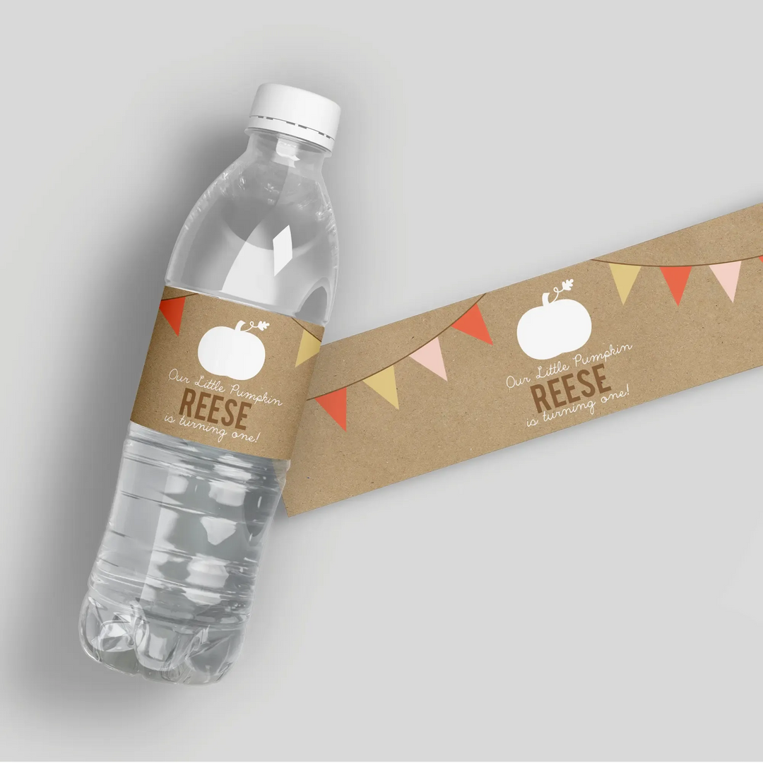 Pumpkin Flags Water Bottle Labels - iCustomLabel