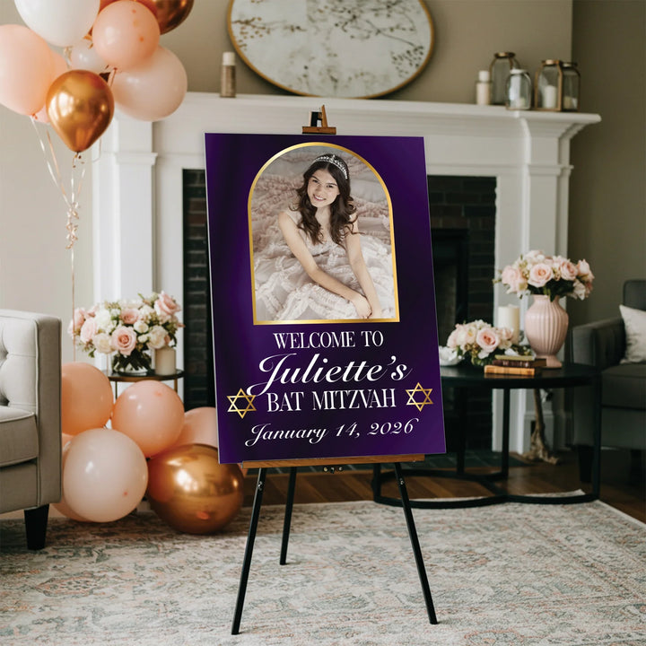 Purple Bat Mitzvah Sign