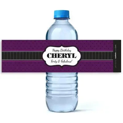 Purple Birthday Water Bottle Labels - iCustomLabel