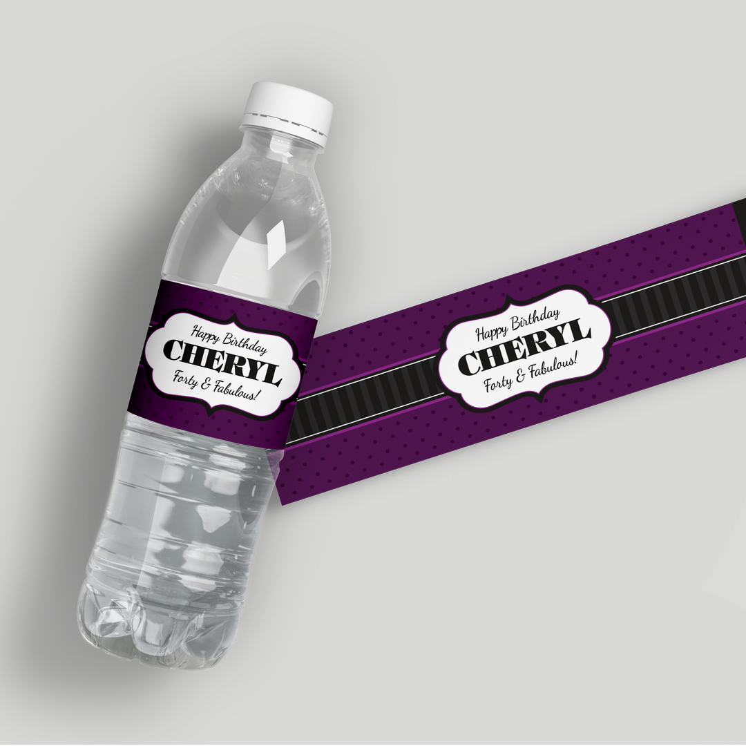 Purple Birthday Water Bottle Labels