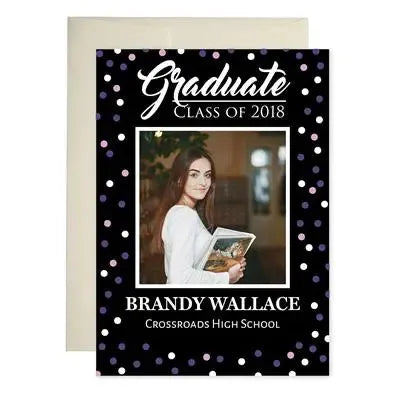 Purple Confetti Graduation Announcements - iCustomLabel
