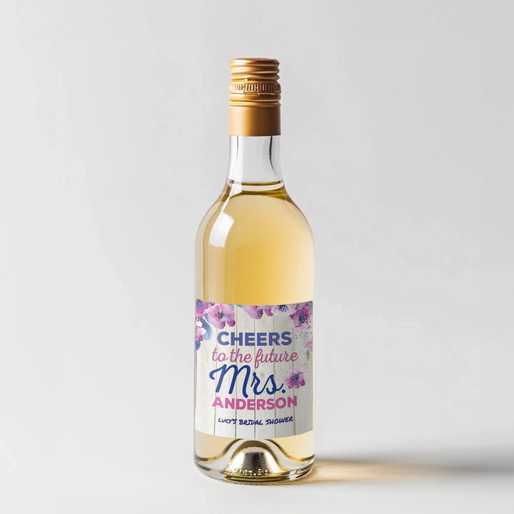 Purple Floral Mini Wine Label - iCustomLabel