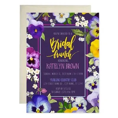 Purple Yellow Bridal Shower Invitations - iCustomLabel