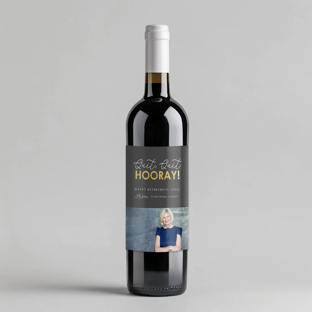 Quit Quit Retirement Wine Label - iCustomLabel