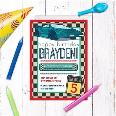 Race Car Birthday Invitations - iCustomLabel
