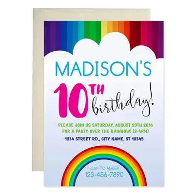 Rainbow Birthday Invitations - iCustomLabel