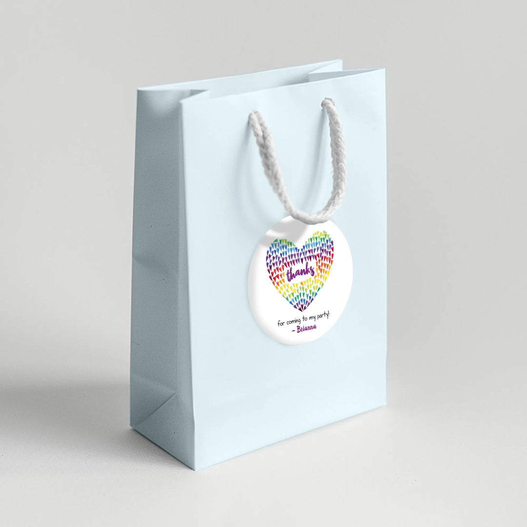Rainbow Hearts Birthday Favor Labels - iCustomLabel