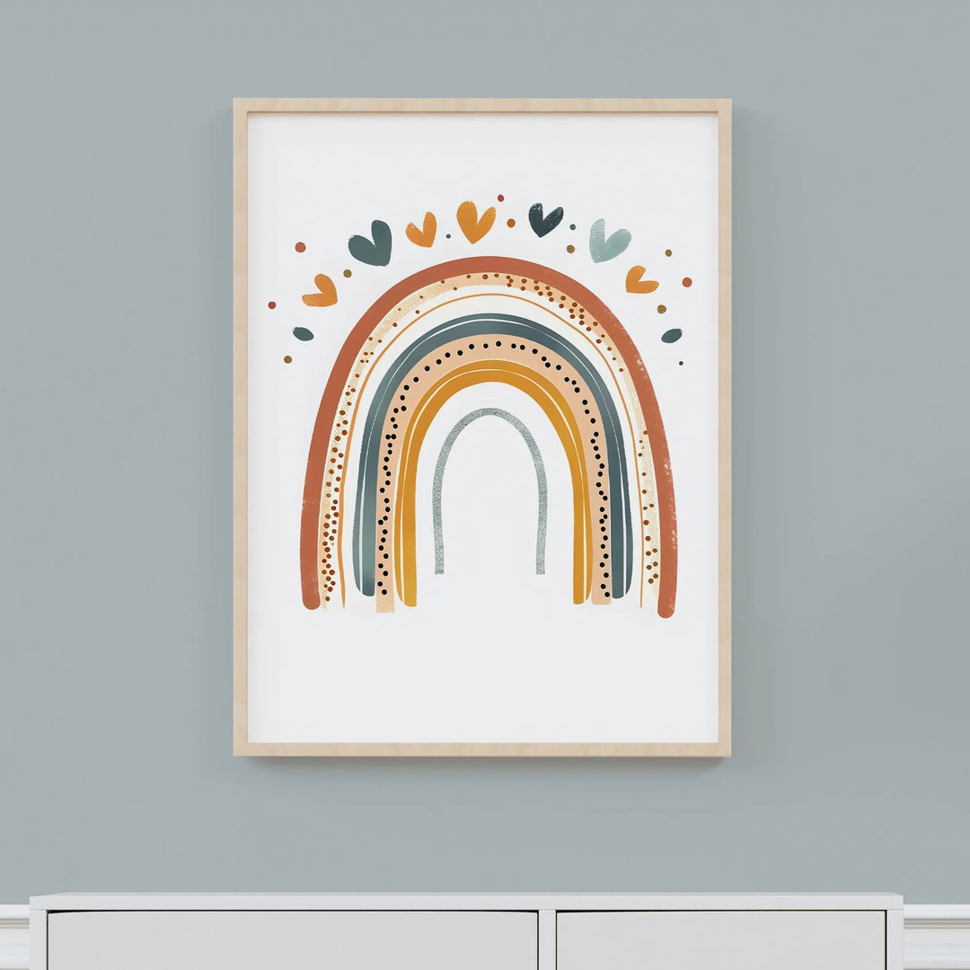 Rainbow Hearts Poster – Vibrant and Playful Nursery Wall Art - iCustomLabel