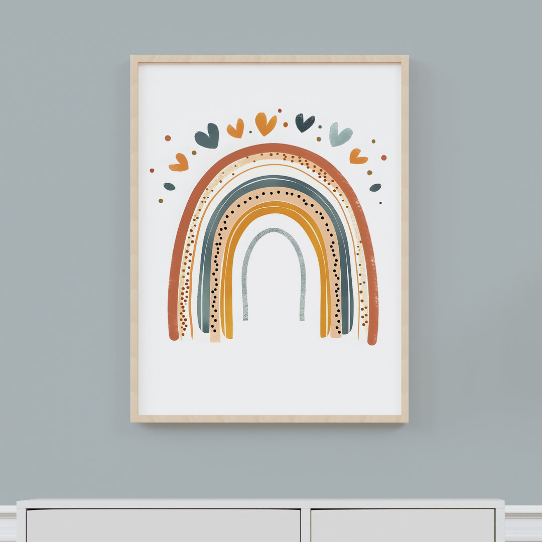 Rainbow Hearts Poster – Vibrant and Playful Nursery Wall Art - iCustomLabel