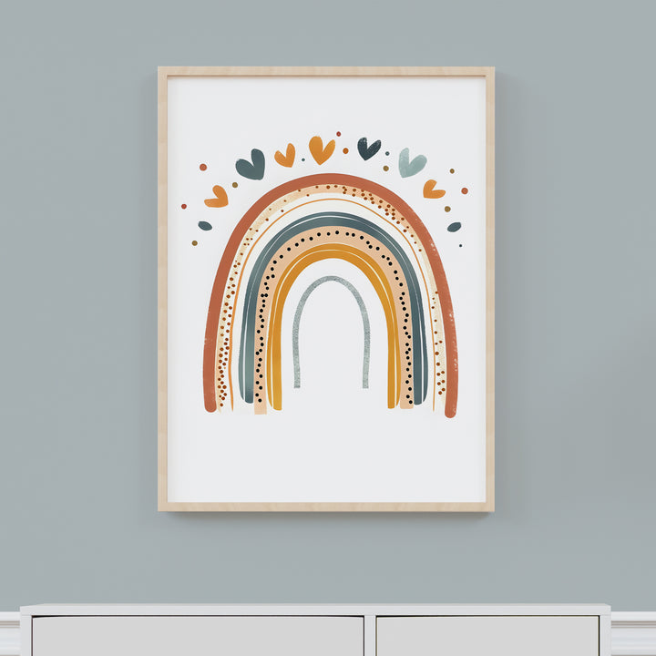 Rainbow Hearts Poster – Vibrant and Playful Nursery Wall Art - iCustomLabel