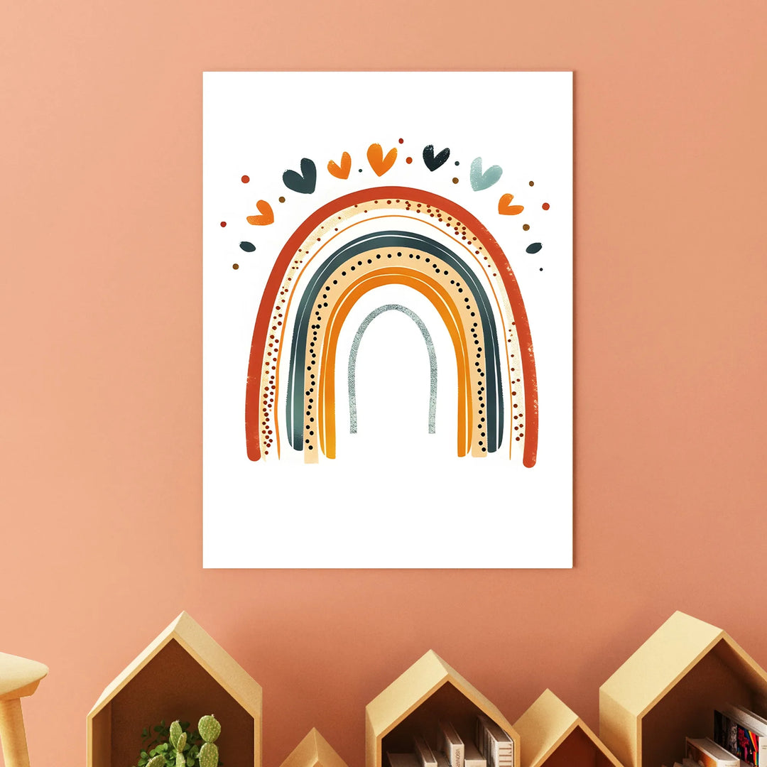 Rainbow Hearts Poster – Vibrant and Playful Nursery Wall Art - iCustomLabel