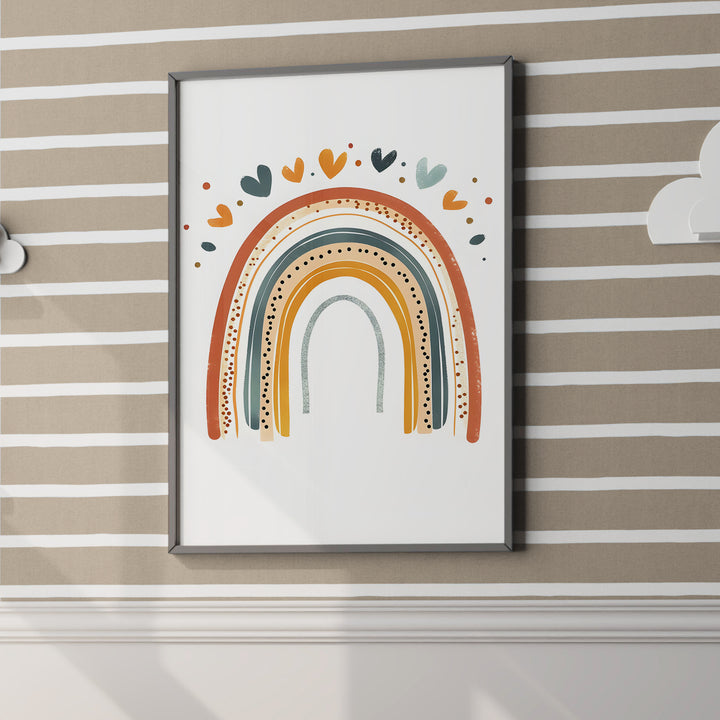 Rainbow Hearts Poster – Vibrant and Playful Nursery Wall Art - iCustomLabel
