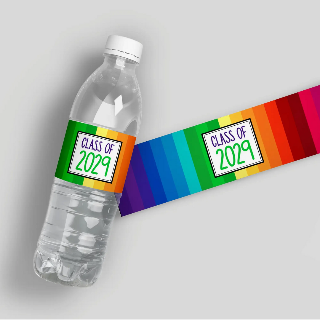 Rainbow Kids Graduation Water Bottle Labels - iCustomLabel