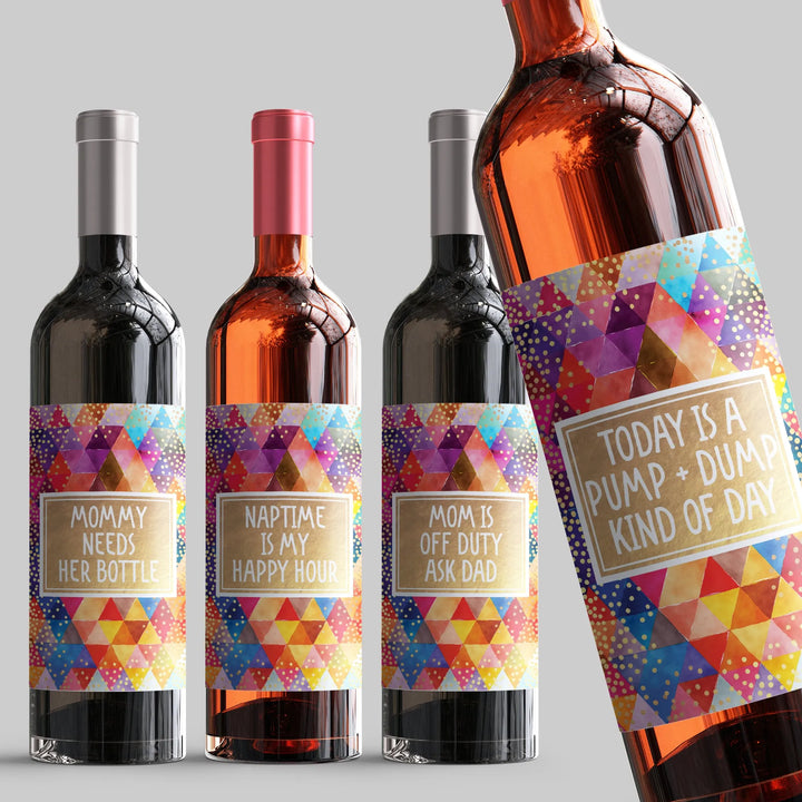 Rainbow Mommy Milestone Wine Label Set - iCustomLabel