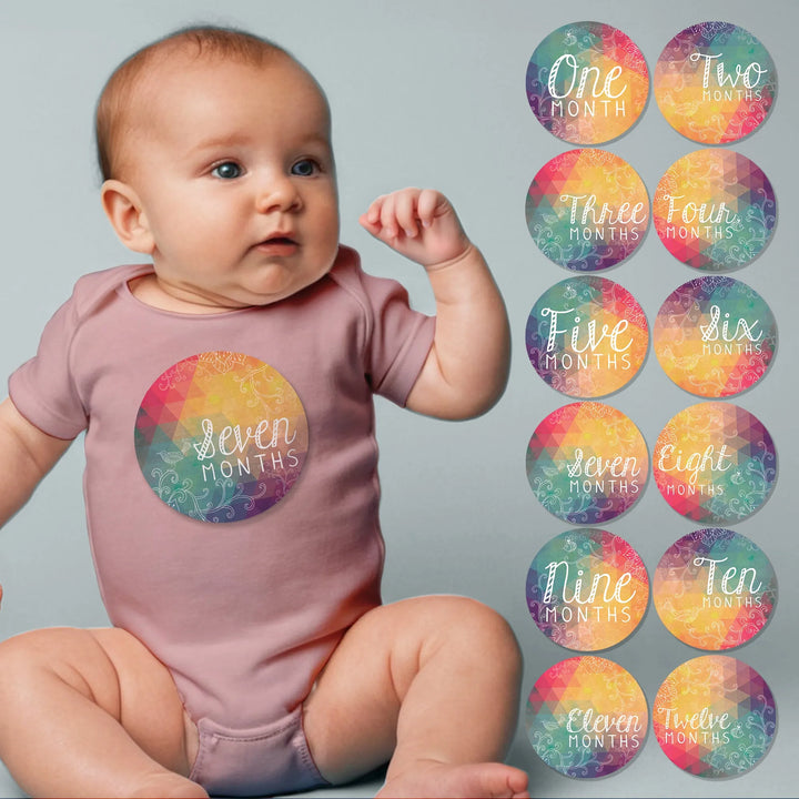 Rainbow Triangles Baby Month Stickers - iCustomLabel