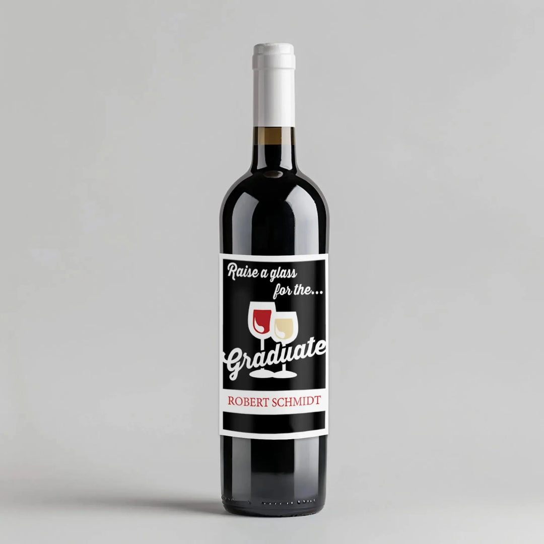 Raise Glass Graduation Wine Label - iCustomLabel