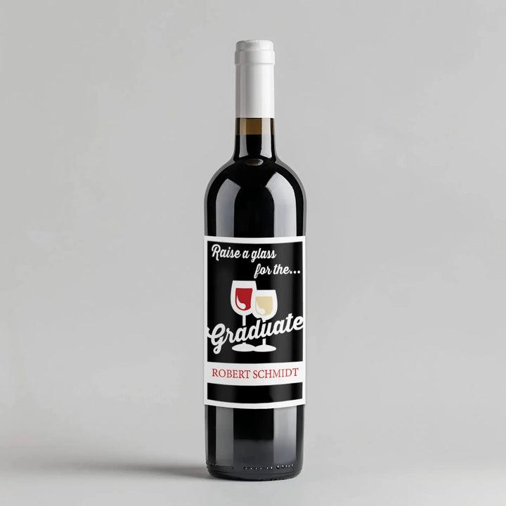 Raise Glass Graduation Wine Label - iCustomLabel