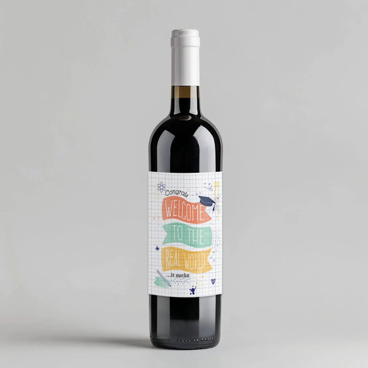 Real World Graduation Wine Label - iCustomLabel