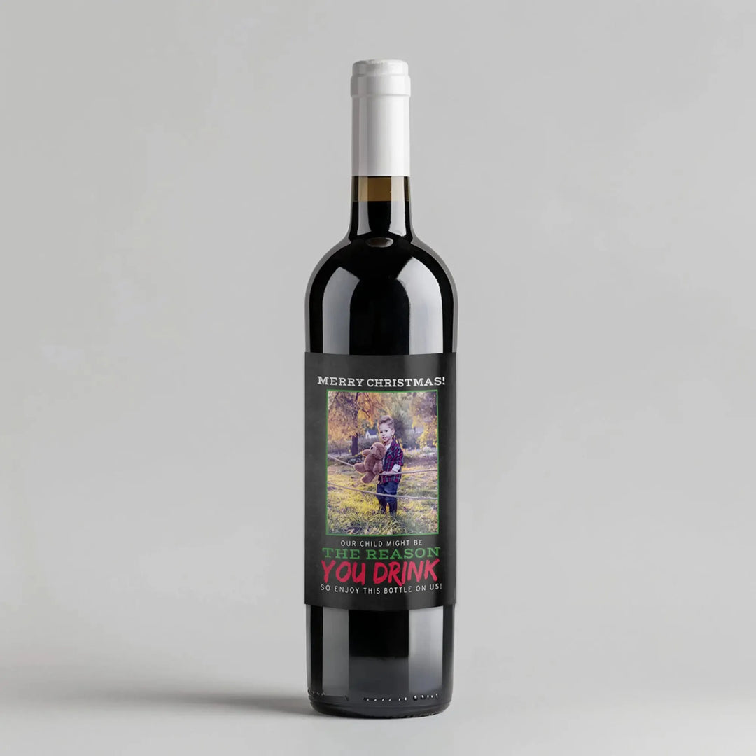 Reason You Drink Christmas Wine Label - iCustomLabel