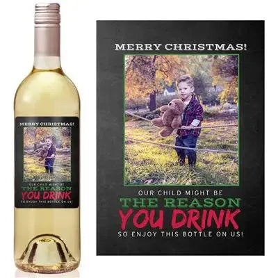 Reason You Drink Christmas Wine Label - iCustomLabel