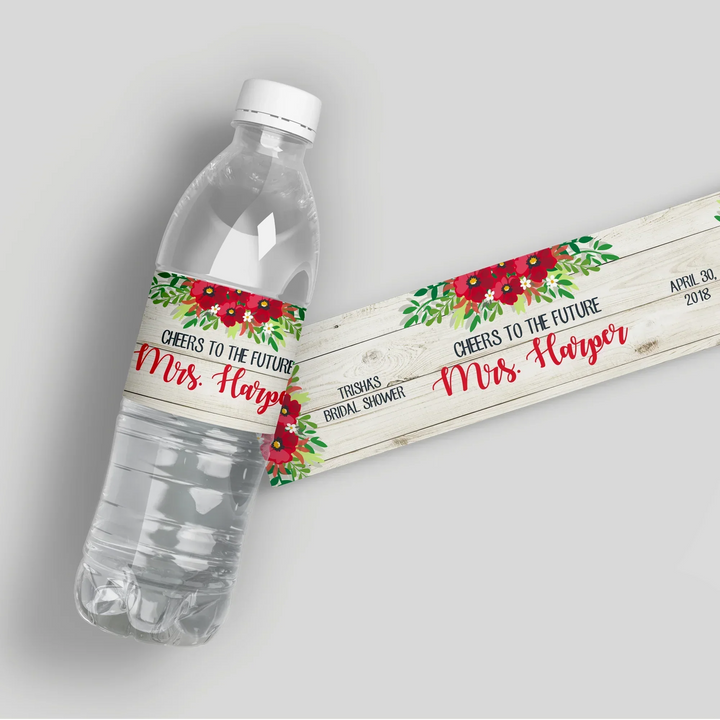 red-floral-water-bottle-labels-icustomlabel-1 - iCustomLabel