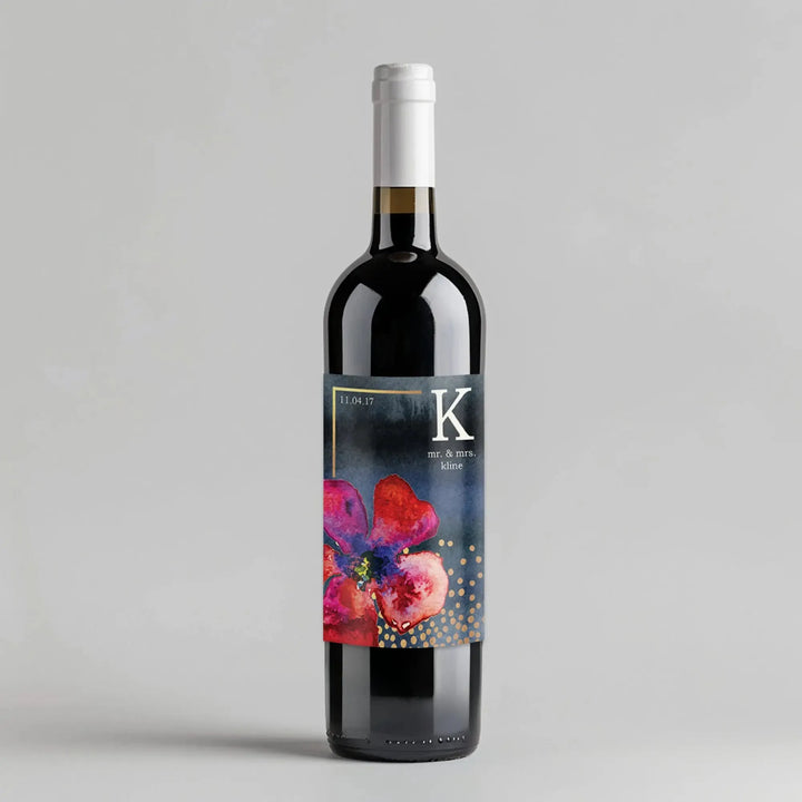 Red Flower Wine Label - iCustomLabel