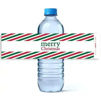 Red Green Stripes Water Bottle Labels - iCustomLabel