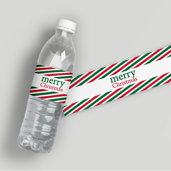 Red Green Stripes Water Bottle Labels