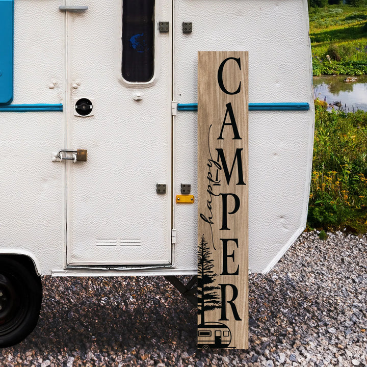 Happy Camper Porch Leaner Welcome Sign - iCustomLabel