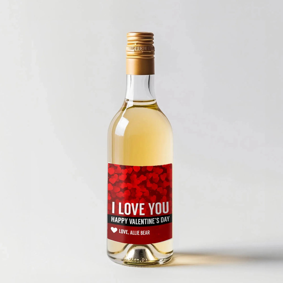 Red Love You Mini Wine Label - iCustomLabel