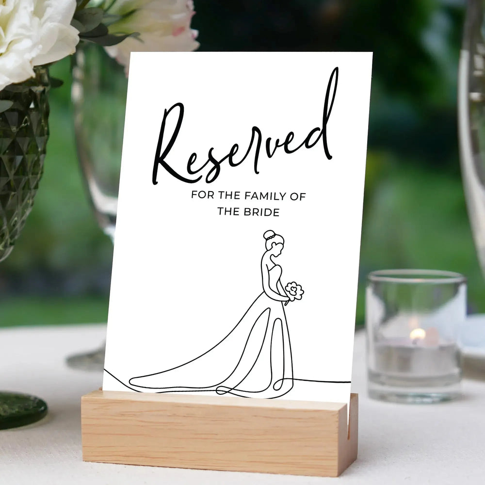 Reserved Bride Family Wedding Table Sign - iCustomLabel