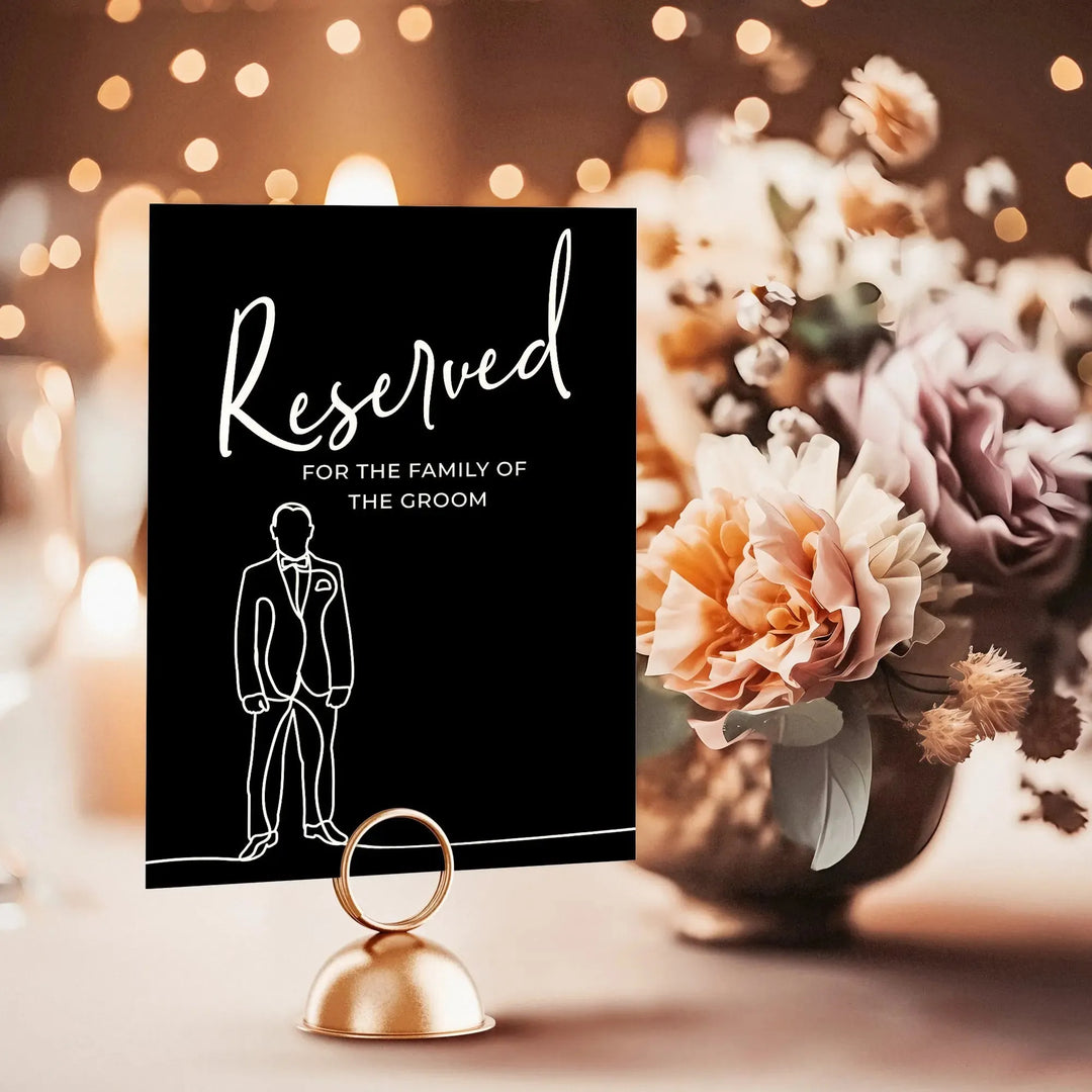 Reserved Groom Family Wedding Table Sign - iCustomLabel