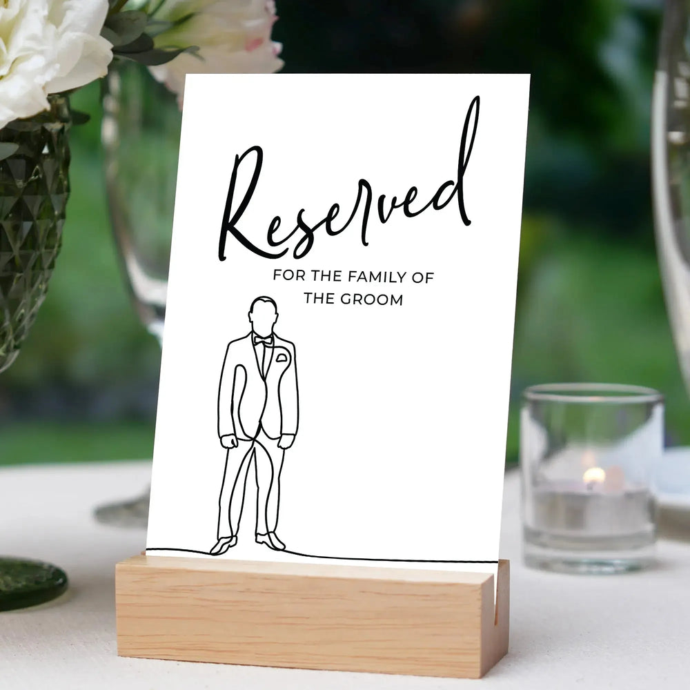 Reserved Groom Family Wedding Table Sign - iCustomLabel