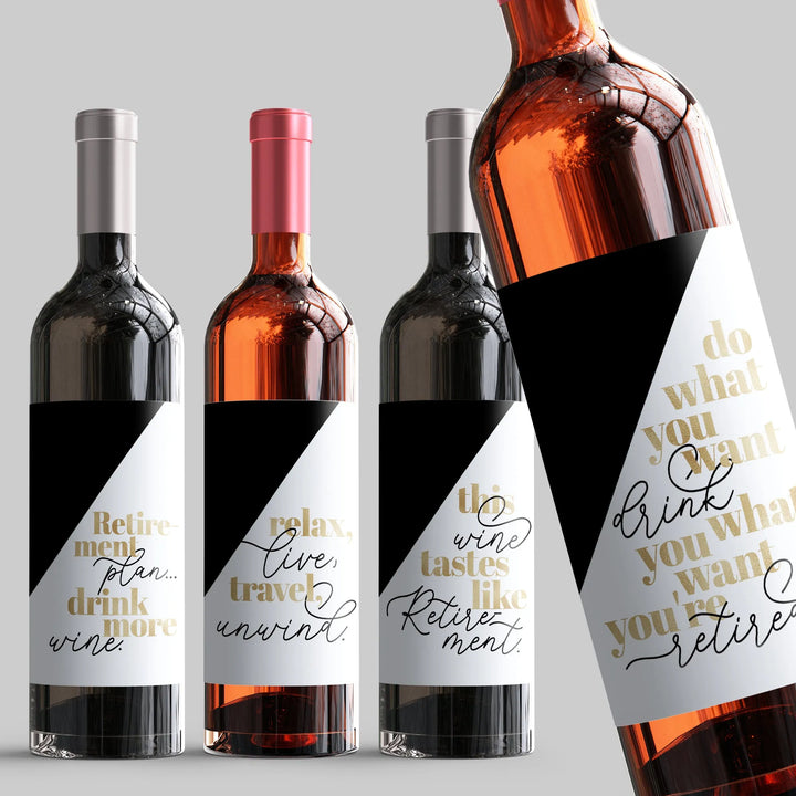 Retirement Gold Wine Label Set - iCustomLabel