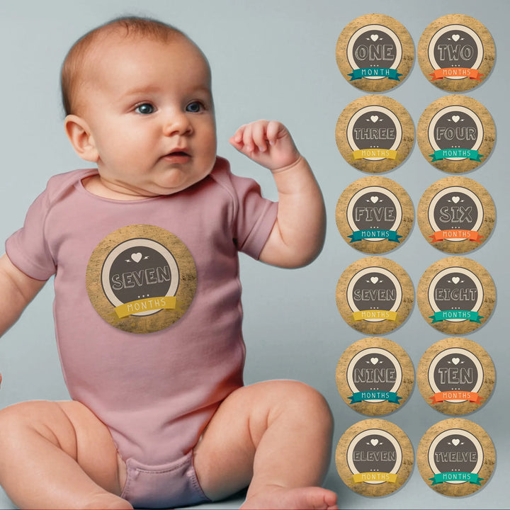 Retro Banner Baby Month Stickers - iCustomLabel