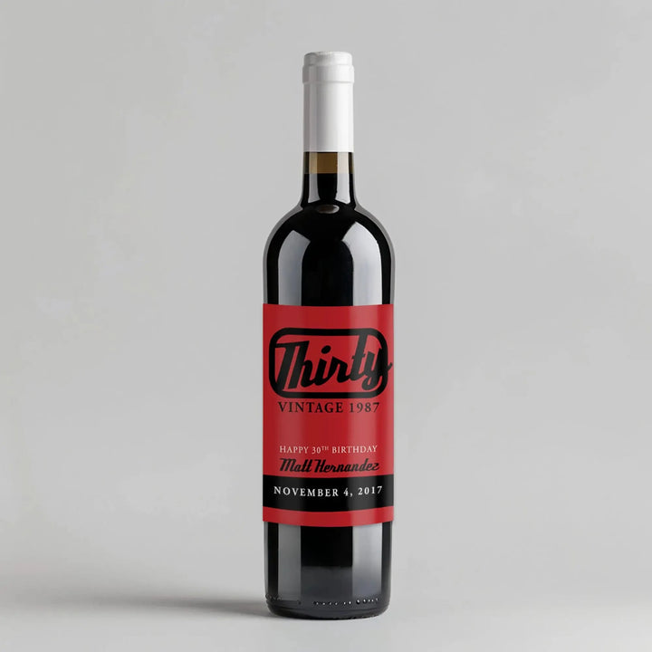 Retro Birthday Wine Label - iCustomLabel