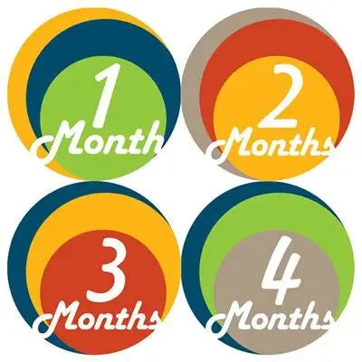 Retro Circles Baby Month Stickers - iCustomLabel
