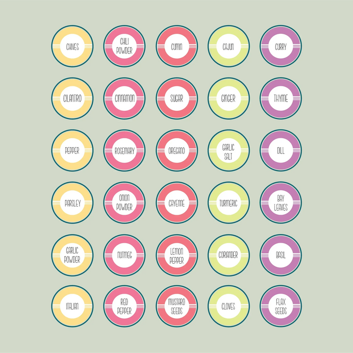 Retro Colors Spice Labels