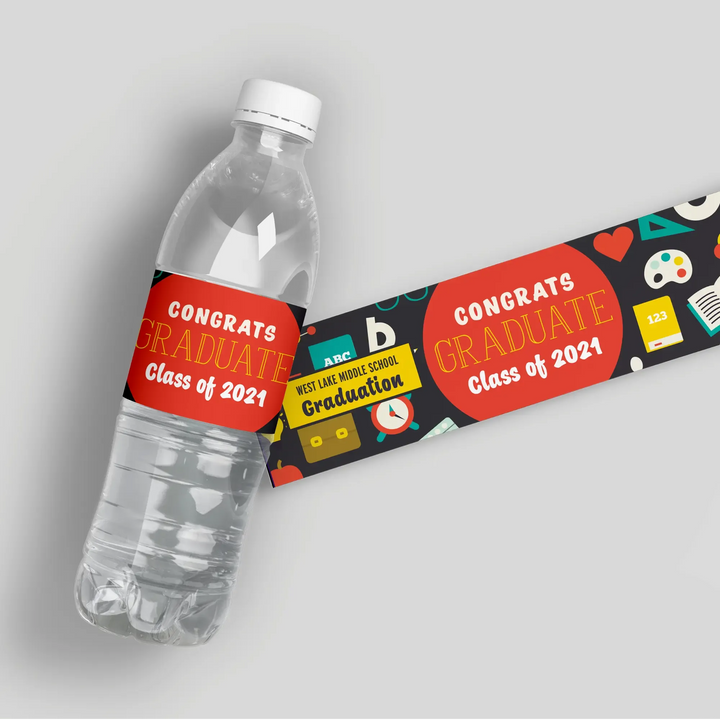 Retro Graduation Water Bottle Labels - iCustomLabel