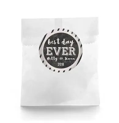 Retro Stripe Best Day Wedding Favor Labels - iCustomLabel