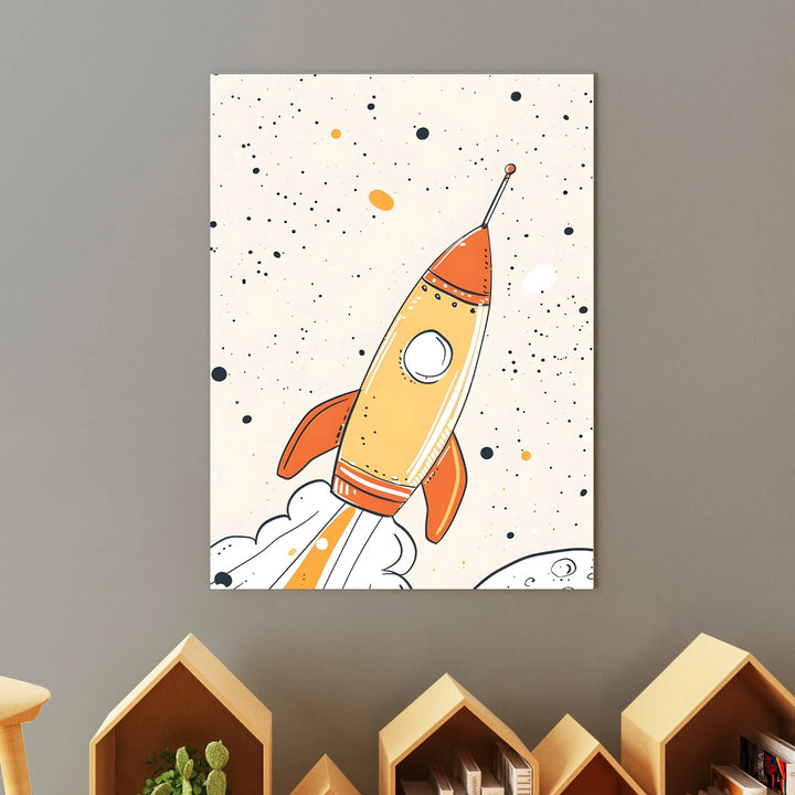 Rocketship Poster – Fun and Colorful Nursery Wall Art with Space Theme - iCustomLabel