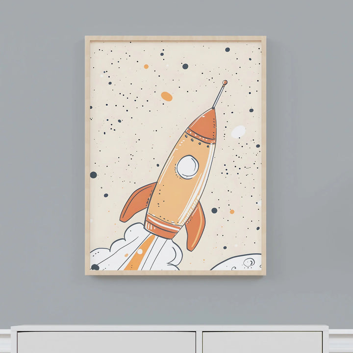 Rocketship Poster – Fun and Colorful Nursery Wall Art with Space Theme - iCustomLabel