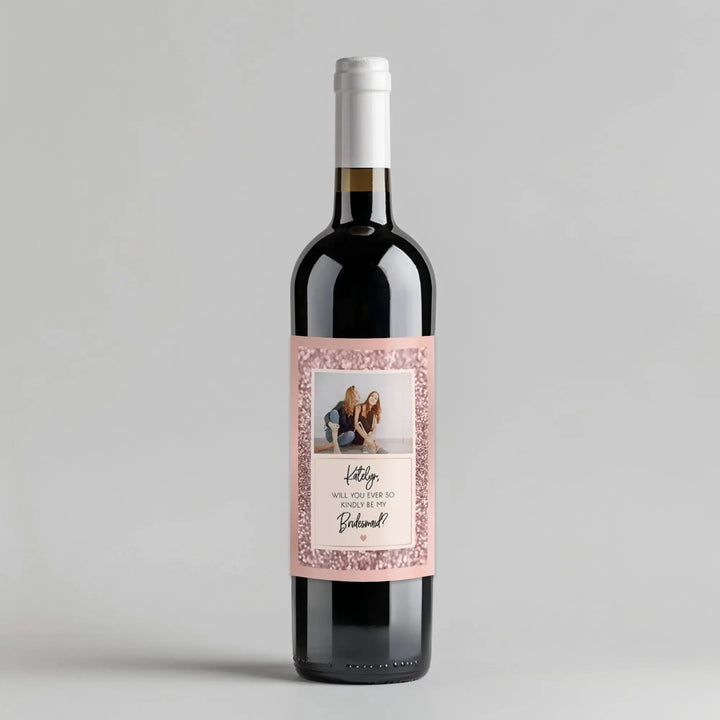 Rose Gold Bridesmaid Wine Label - iCustomLabel