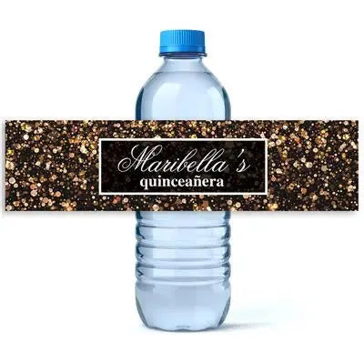 Rose Gold Confetti Water Bottle Labels - iCustomLabel