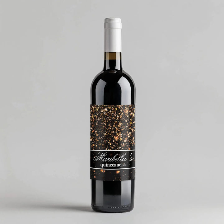 Rose Gold Confetti Wine Label - iCustomLabel