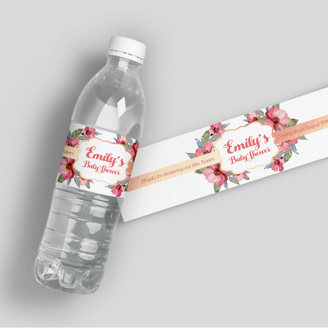 Rose Gold Water Bottle Labels - iCustomLabel