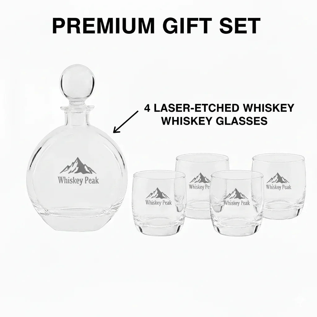 round-custom-engraved-whiskey-decanter-set-with-4-glasses-corporate-gift-icustomlabel-3 - iCustomLabel