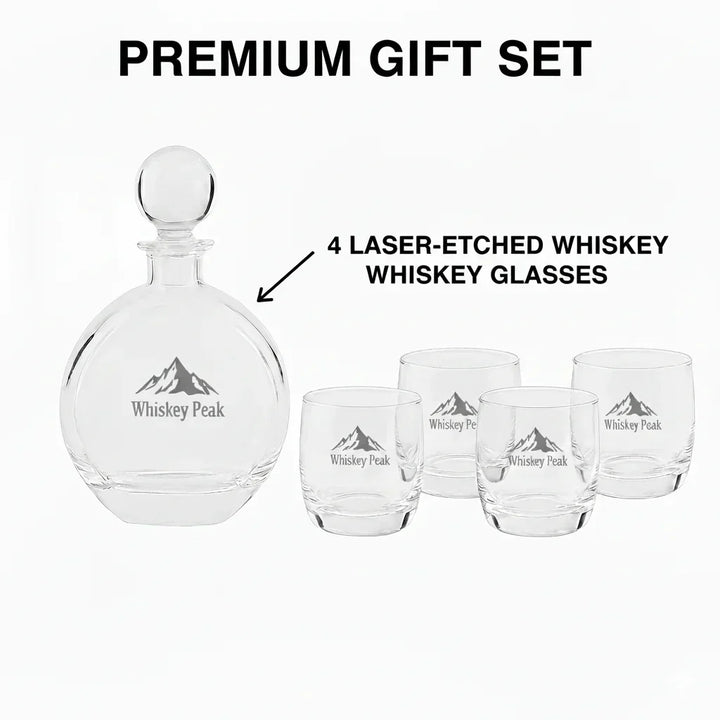 round-custom-engraved-whiskey-decanter-set-with-4-glasses-corporate-gift-icustomlabel-3 - iCustomLabel