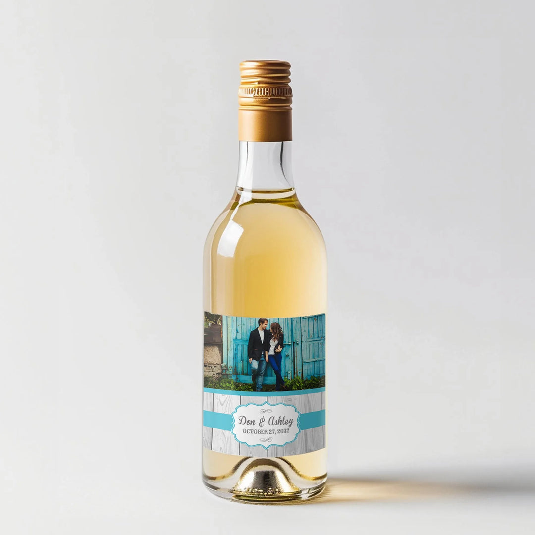 Rustic White Wood Mini Wine Label - iCustomLabel